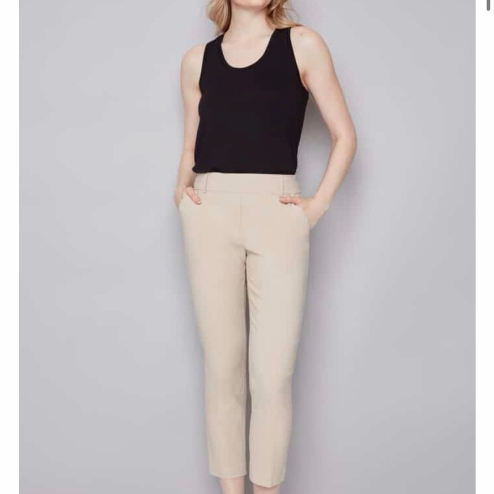 I Love Tyler Madison Pull on Cropped Ankle Pants in Light Beige